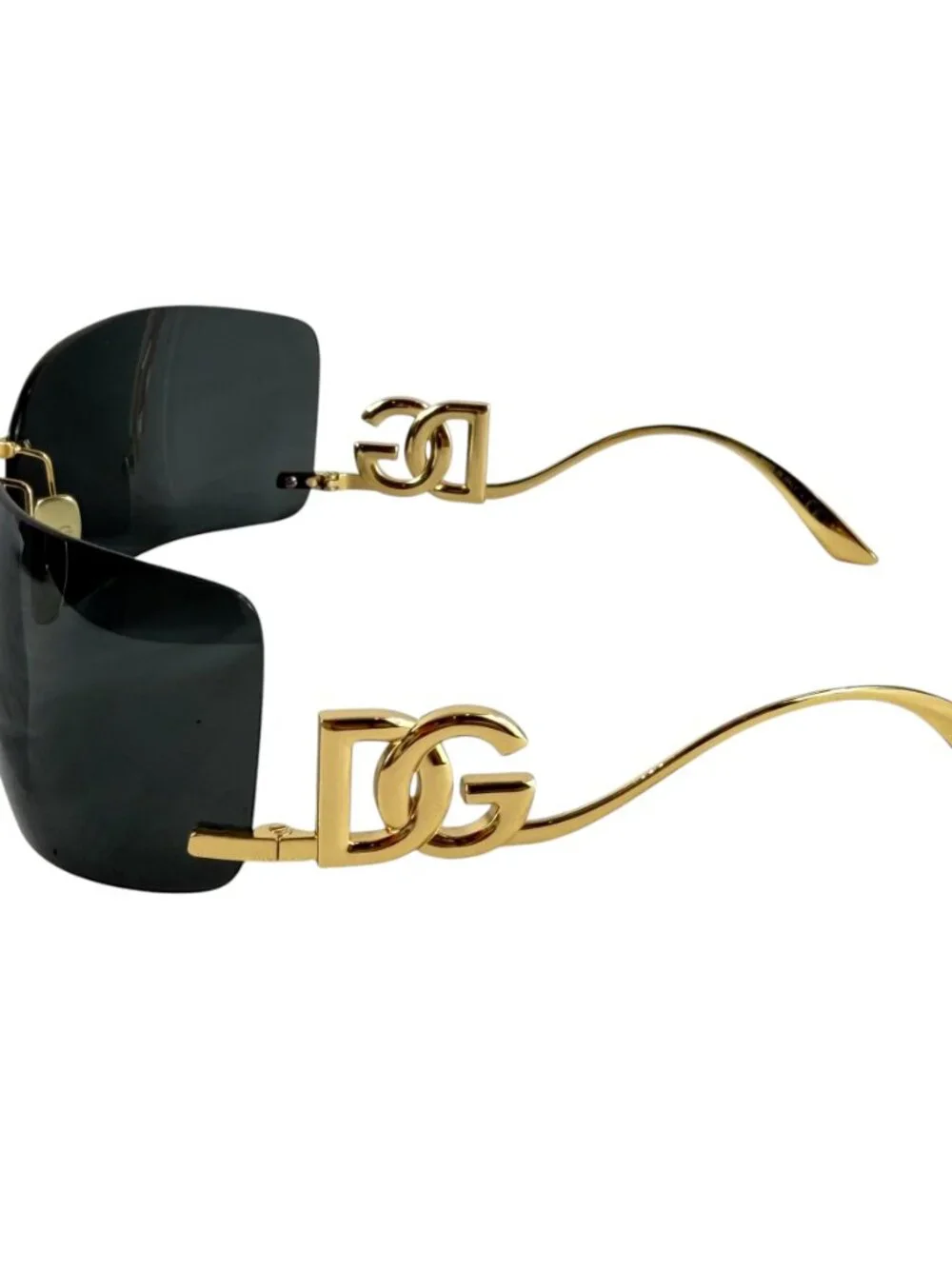 DOLCE & GABBANA DG2319 Gold Frame Black Sunglasses Made in Italy